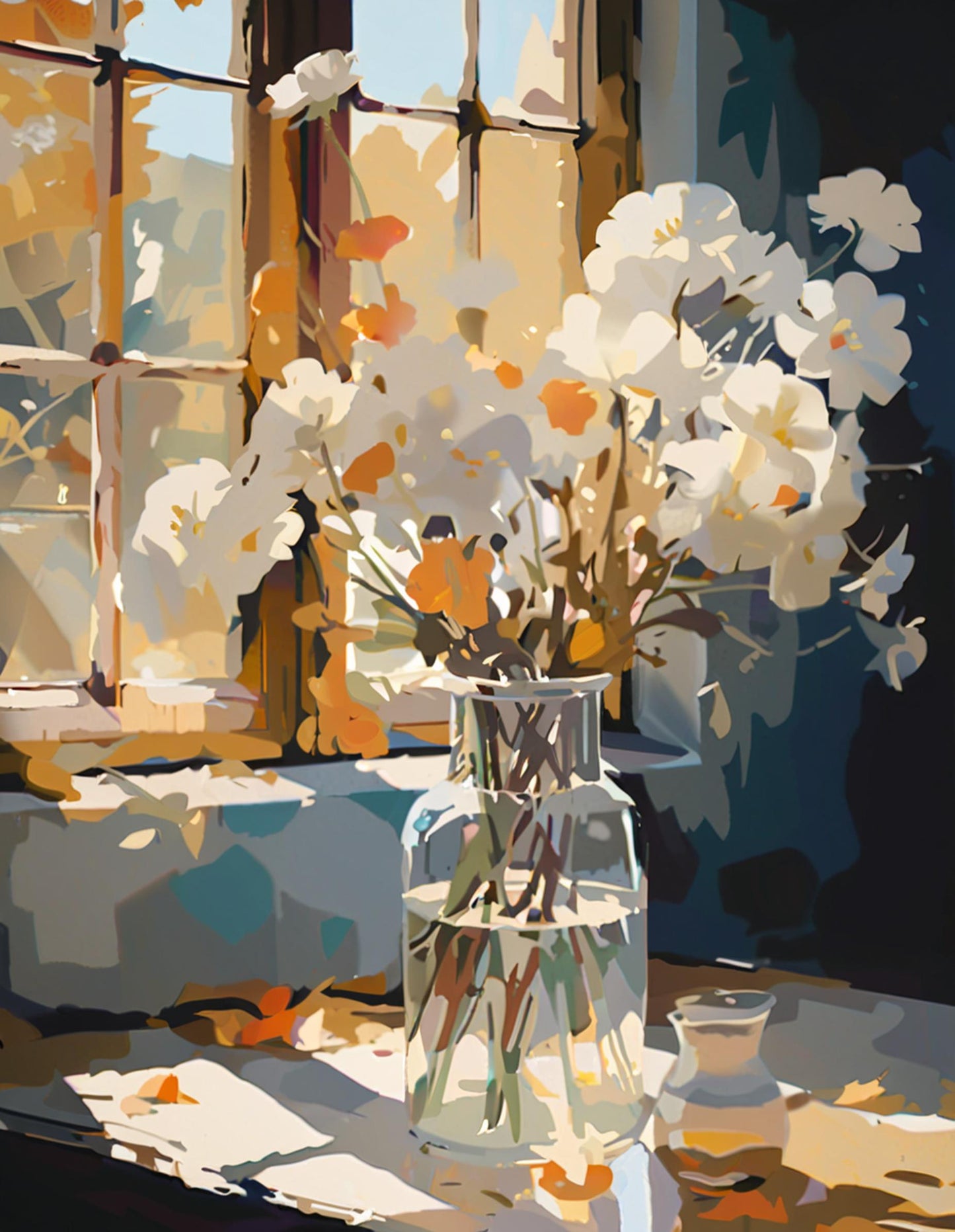 White Blossoms in Glass
