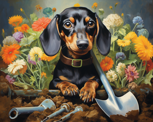 Flower Garden Dachshund