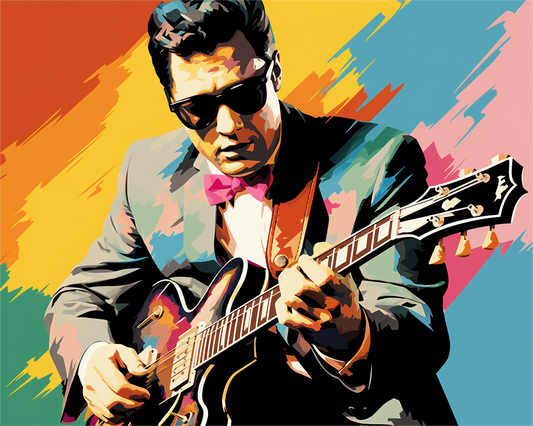 Guitarist in Sunset Tones