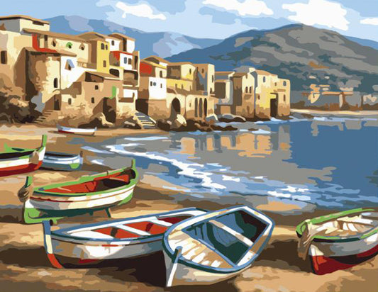 Seaside Boats at Dawn