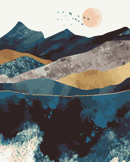 Moonrise Over Indigo Peaks