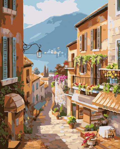 Sunlit Village Pathway