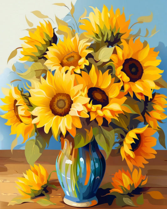 Blue Vase Sunflower Bouquet