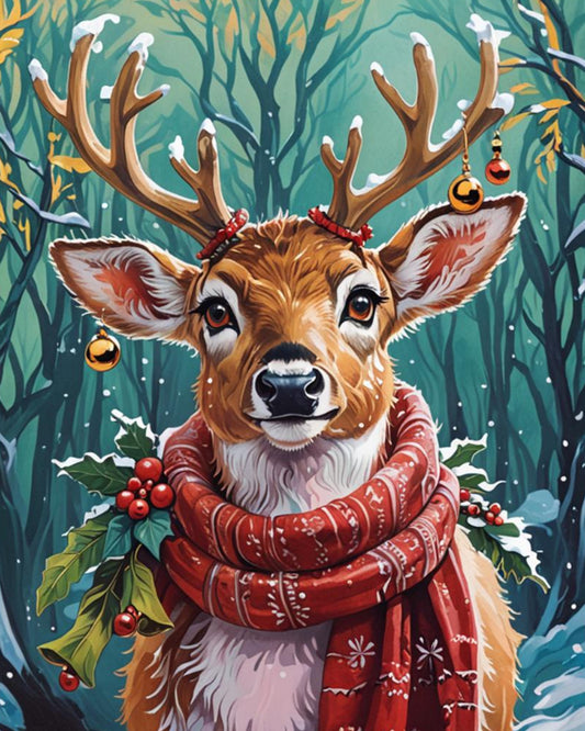 Winter Deer with Scarf