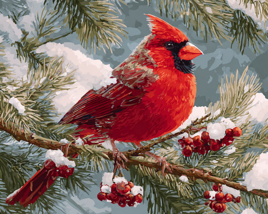 Snowy Cardinal Perch