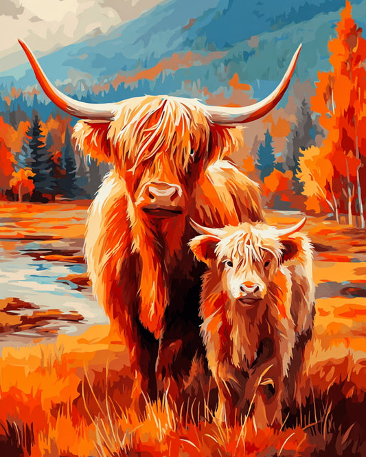 Highland Sunset Cow