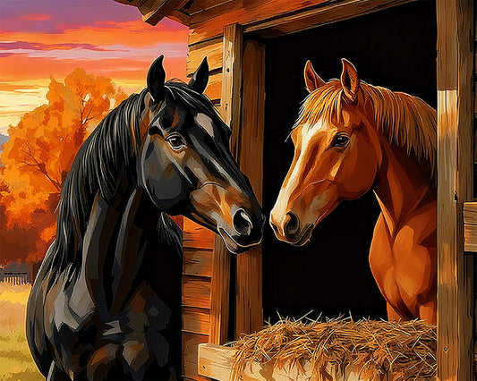 Horses at the Stable Door